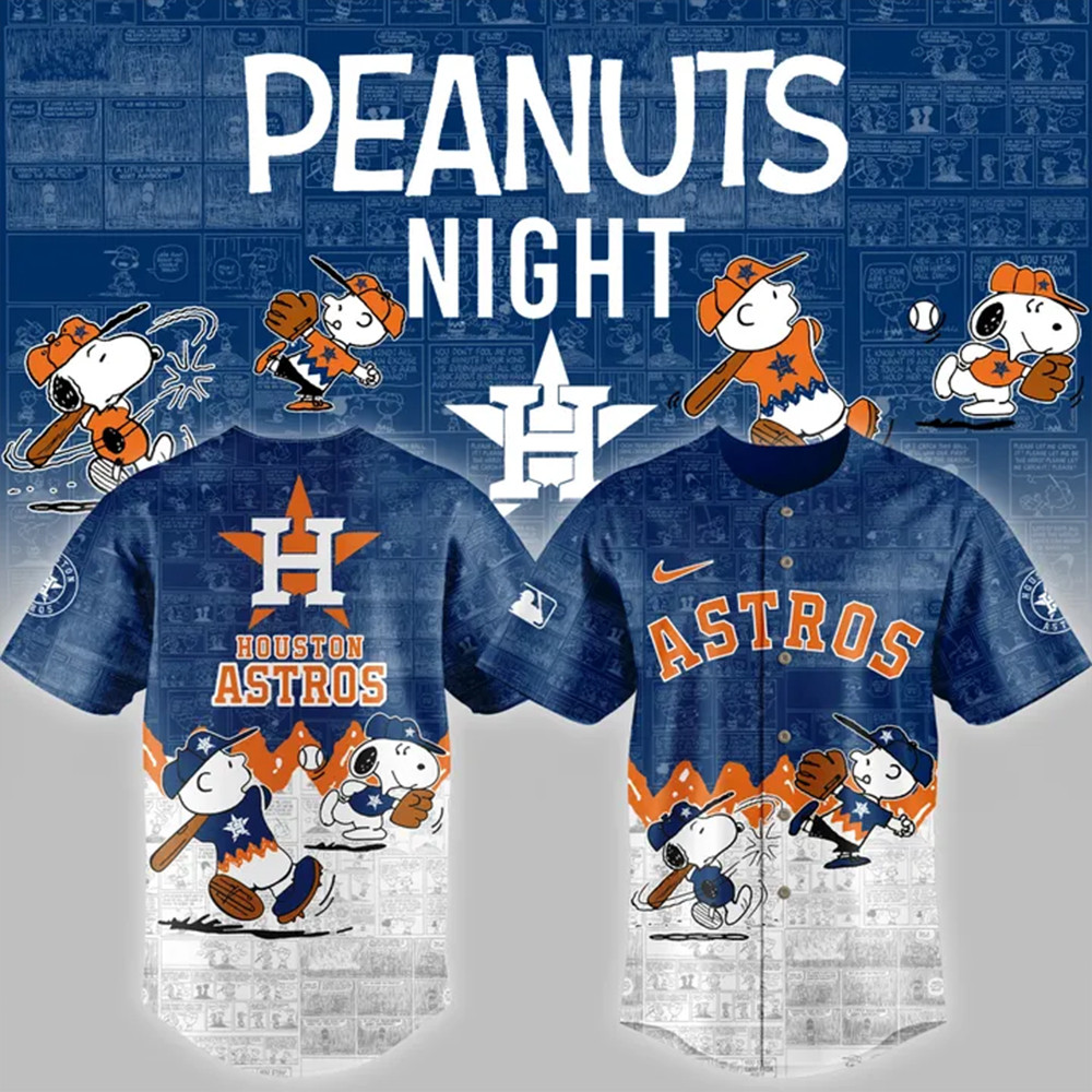 Houston Astros 75th Anniversary of Peanuts Baseball Jersey Gifts For Baseball Lovers
