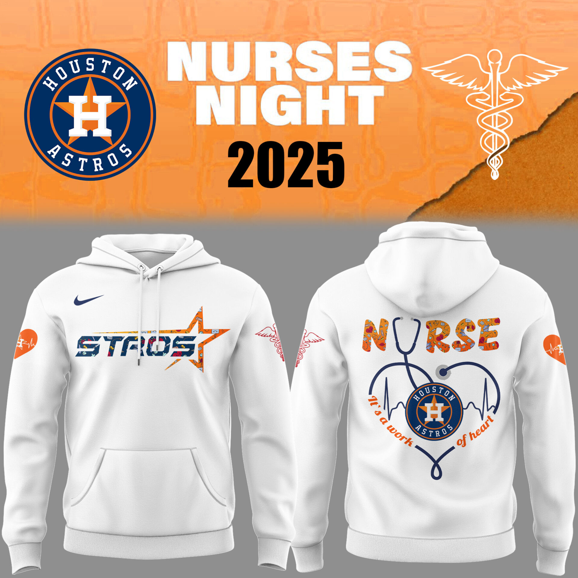 Houston Astros Baseball Nurses Night Cc Hoodie Gift for Her