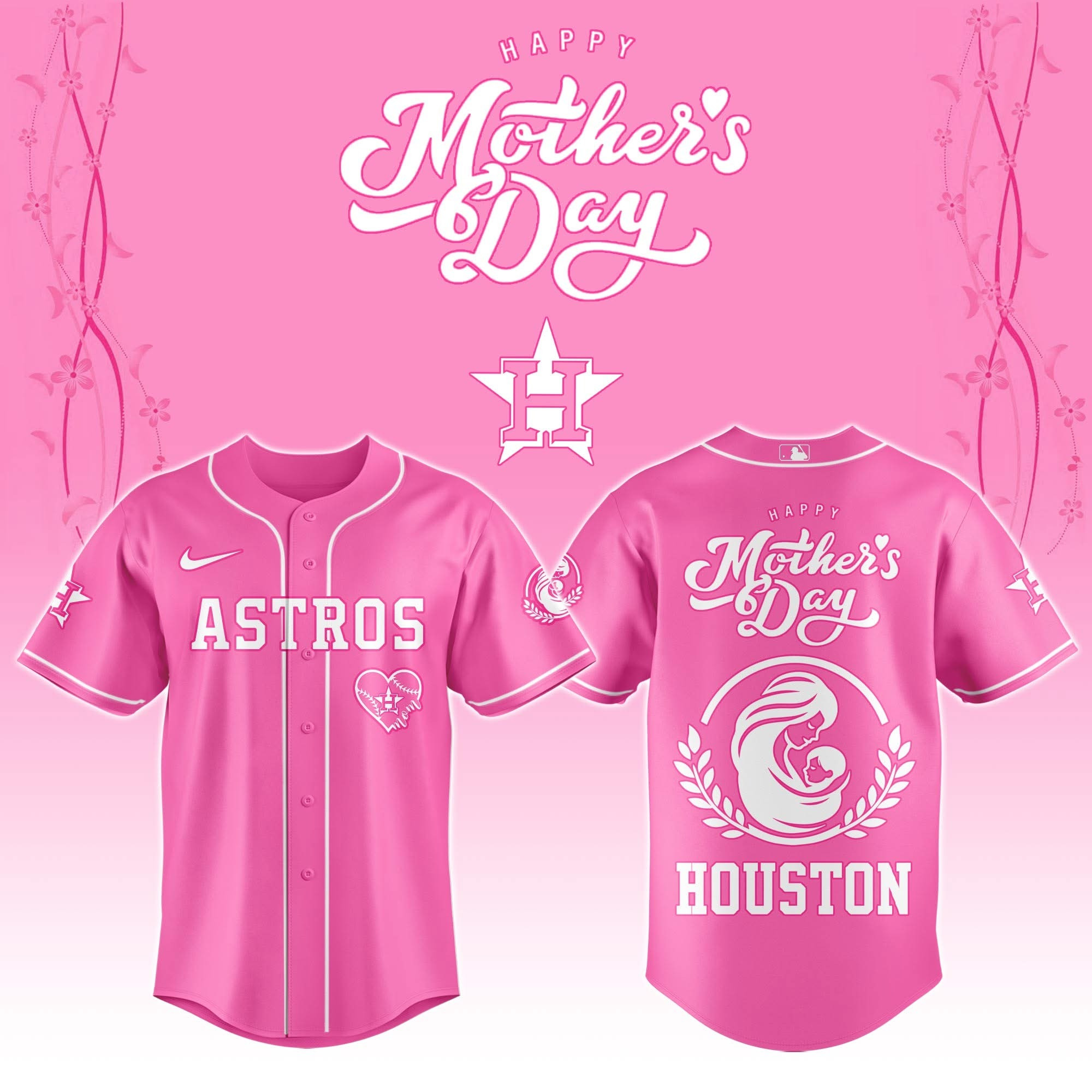 Houston Astros Happy Mother's Day 2025 Baseball Jersey Houston Astros Merch Gifts For Wife