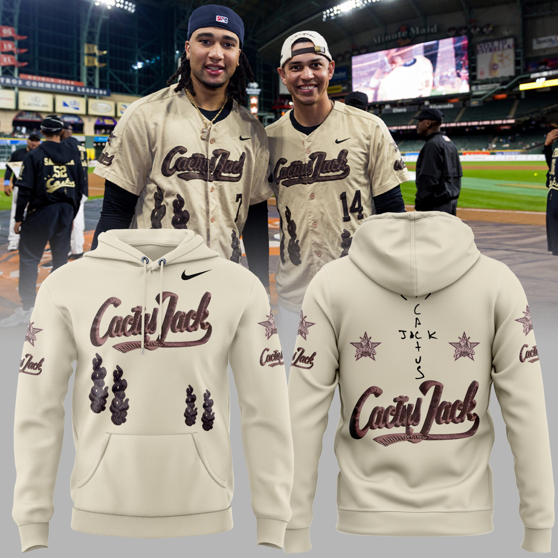 Houston Astros Mlb 2025 Nike Cactus Jack Hbcu Custom Hoodie Gift for Fans