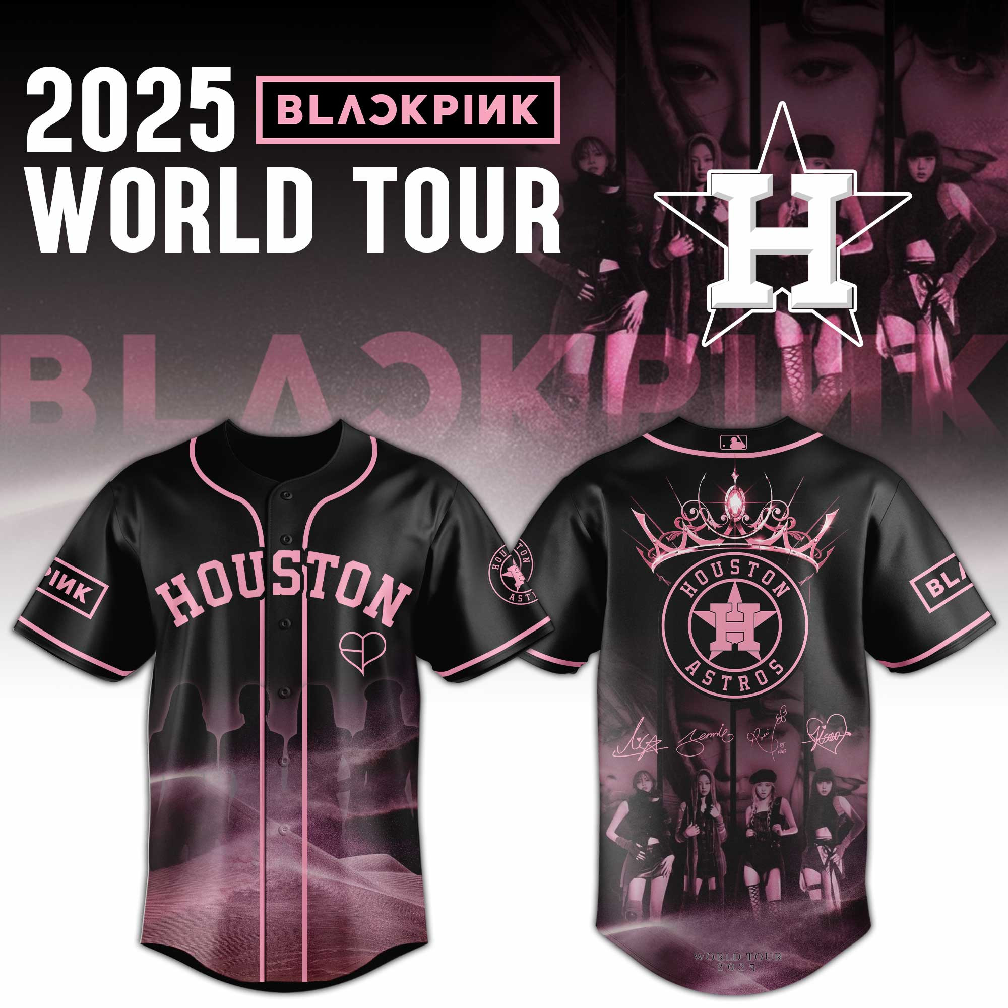 Houston Astros Mlb X Black Pink World Tour Baseball Jersey For Fans