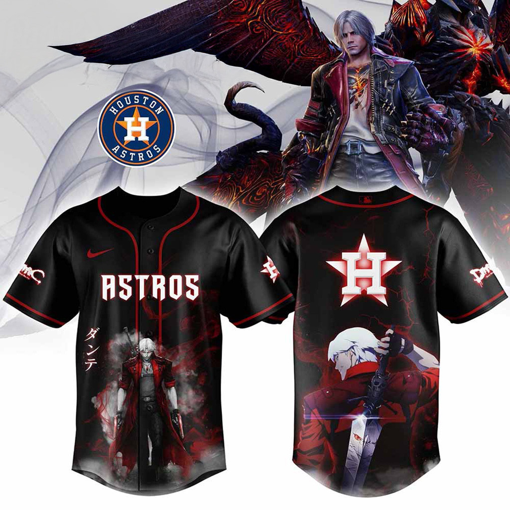 Houston Astros MLB X Dante Devil May Cry Baseball Jersey Houston Astros Merch Fans Gifts
