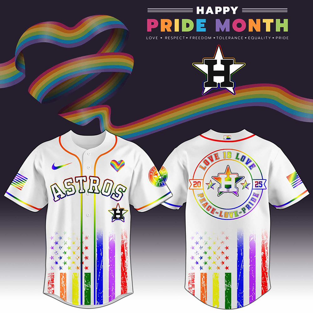 Houston Astros MLB x Happy Pride Month 2025 Baseball Jersey Houston Astros Merch Gifts For Dad