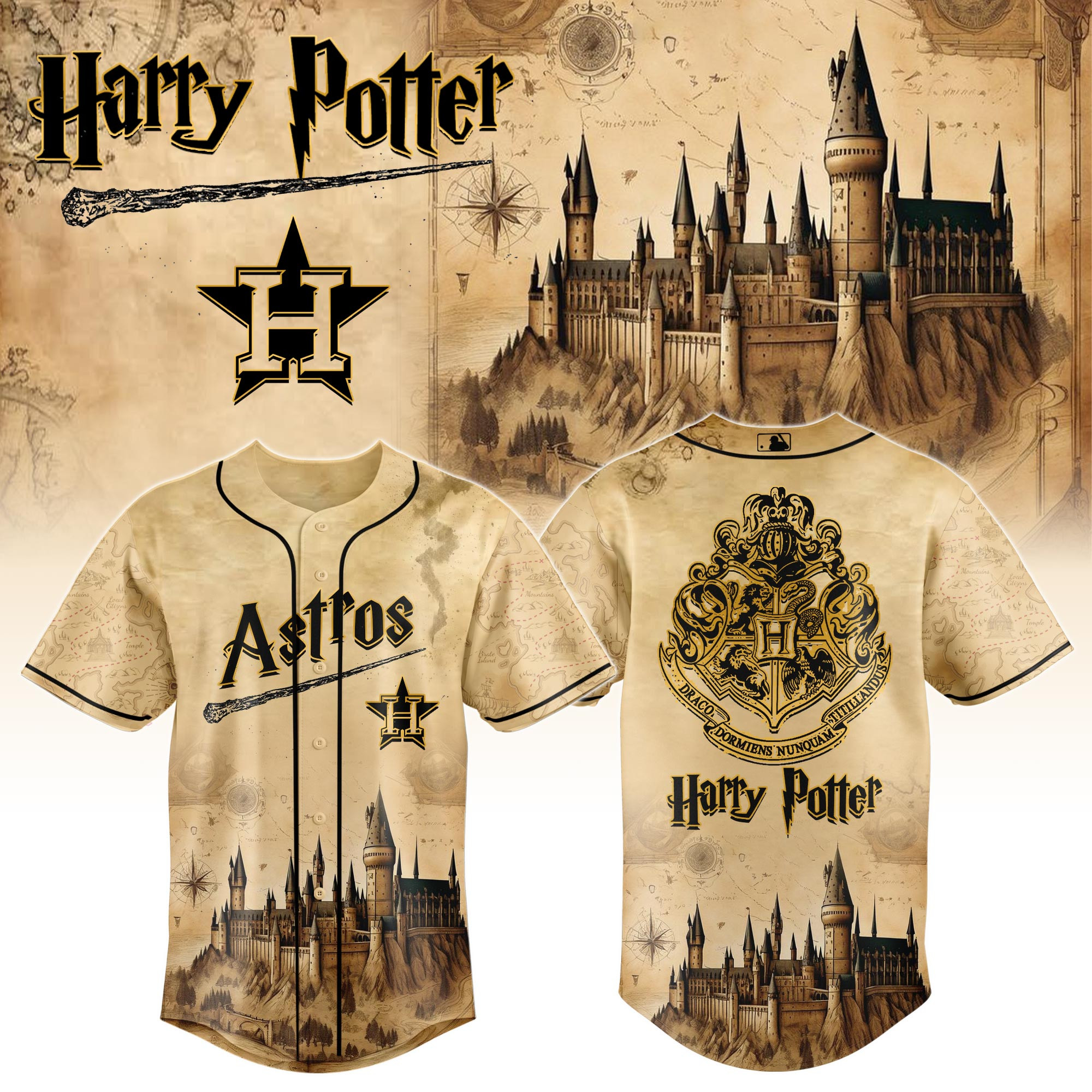 Houston Astros Mlb X Harry Potter Hogwarts Baseball Jersey For Fan
