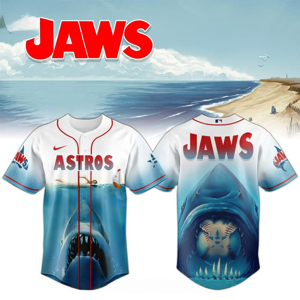 Houston Astros MLB x JAWS 50th Anniversary Jersey 2025 Houston Astros Merch Fans Gifts