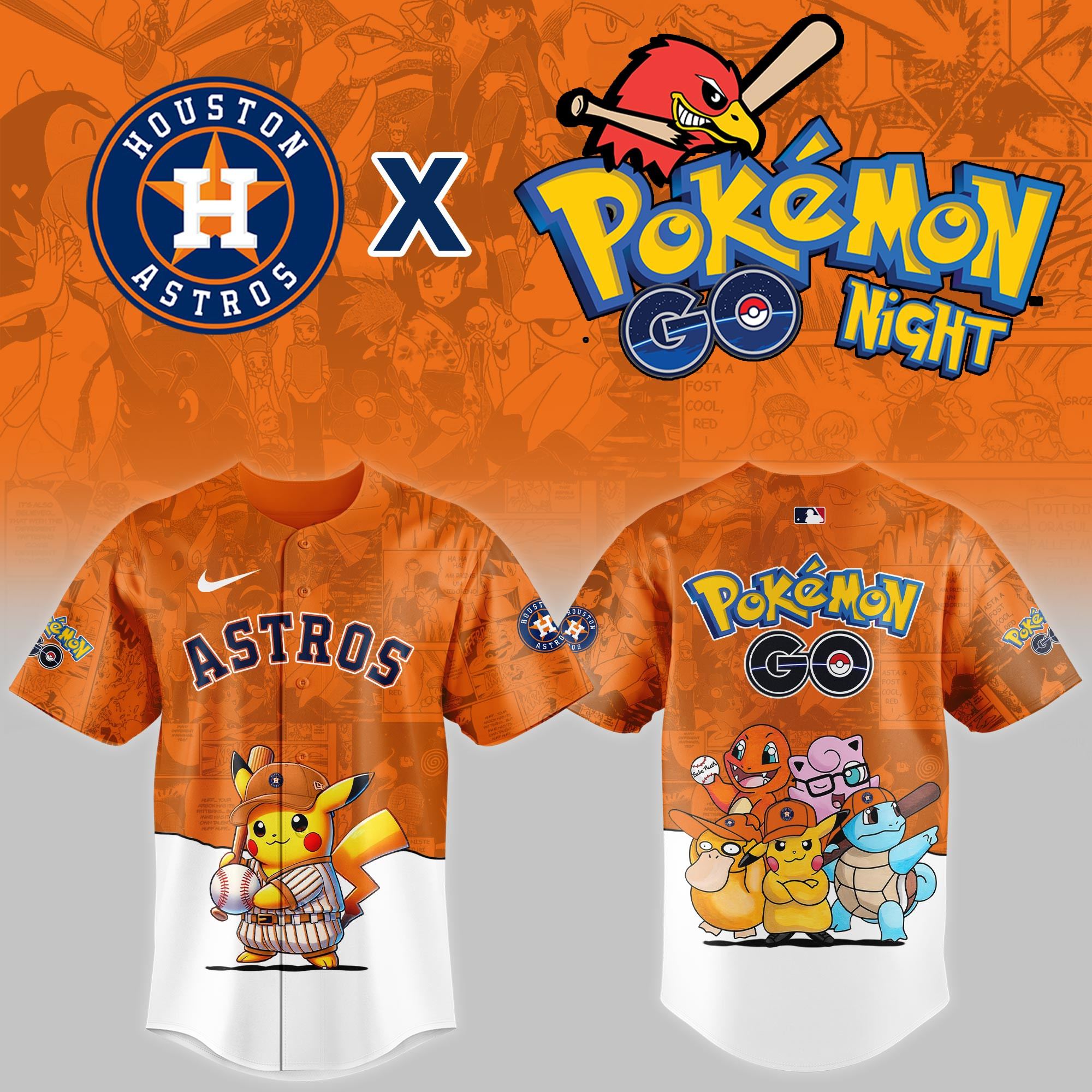 Houston Astros Mlb X Pokemon Go Night Baseball Jersey For Fan