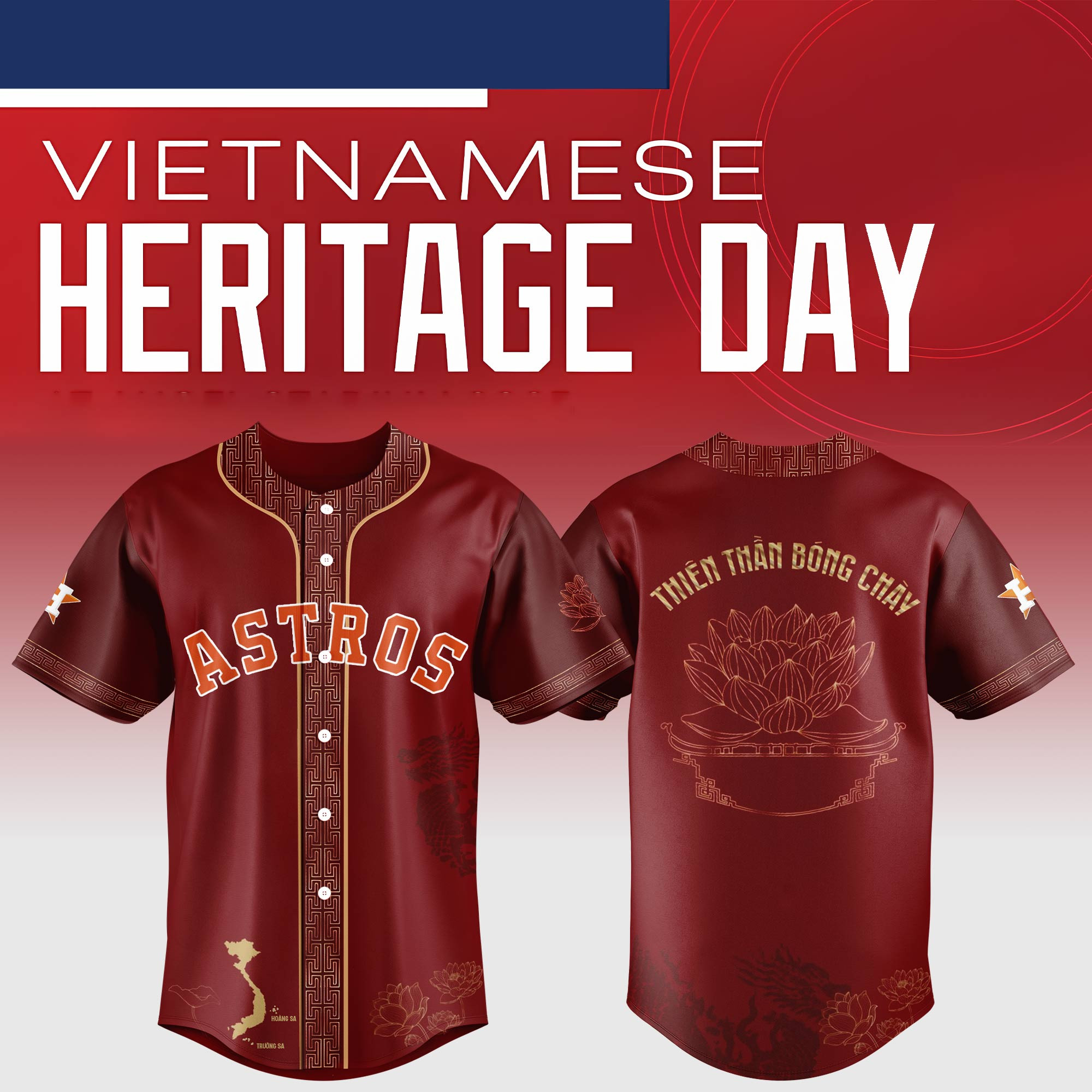 Houston Astros Mlb X Vietnamese Heritage Night Baseball Jersey For Fans