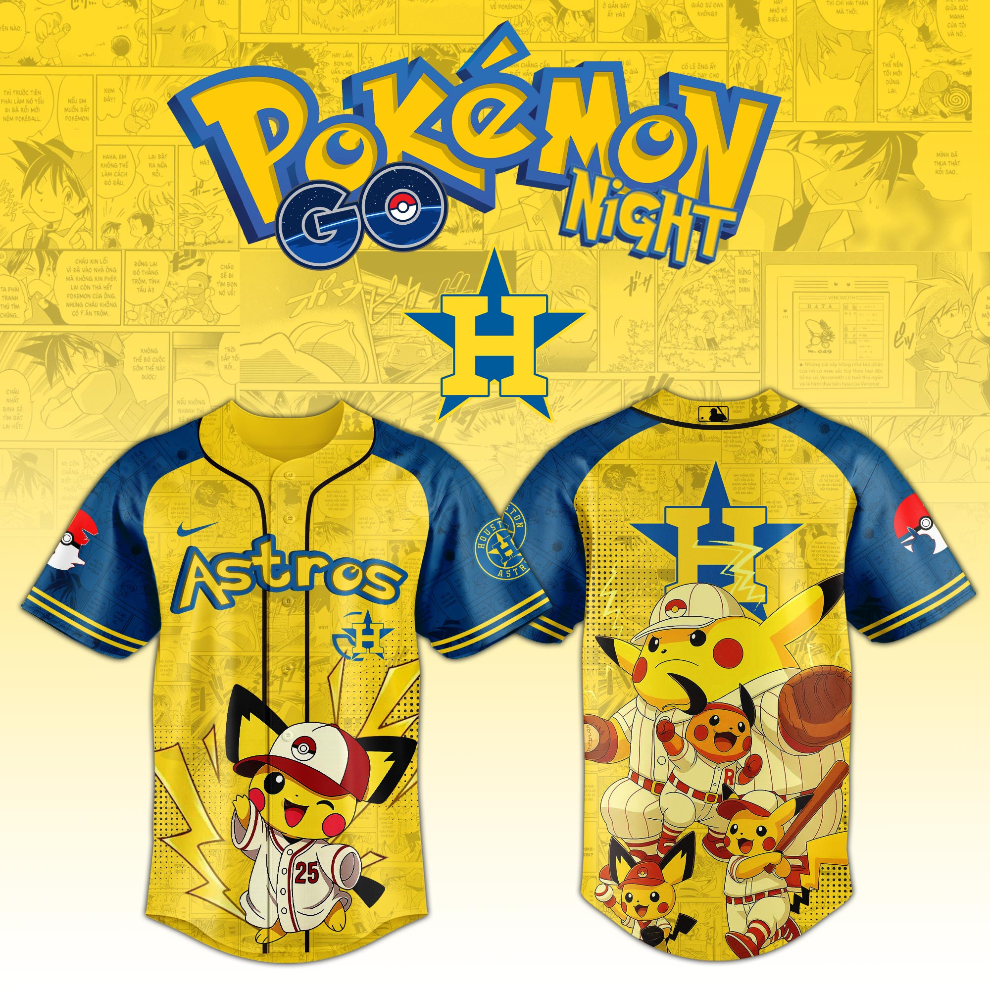 Houston Astros Pokemon Go Night 2025 Jersey Best Gifts For Baseball Lovers