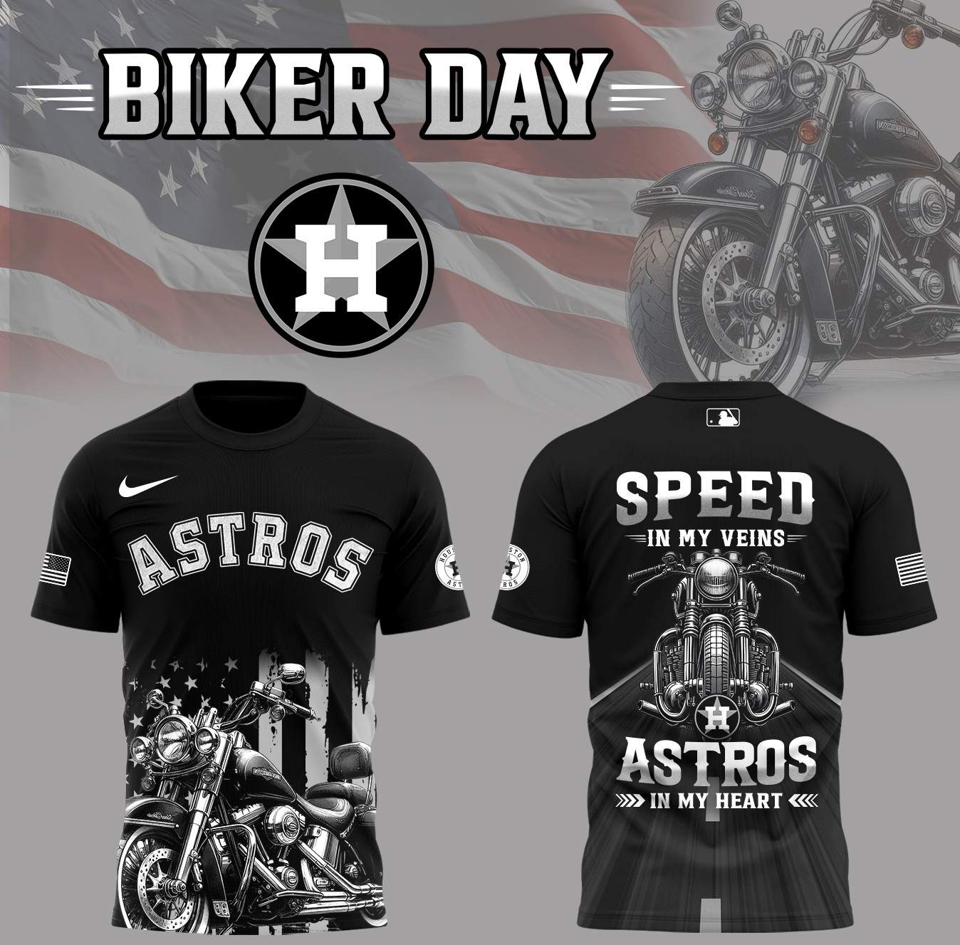Houston Astros X Biker Day Tshirt Gift For Astros Lovers