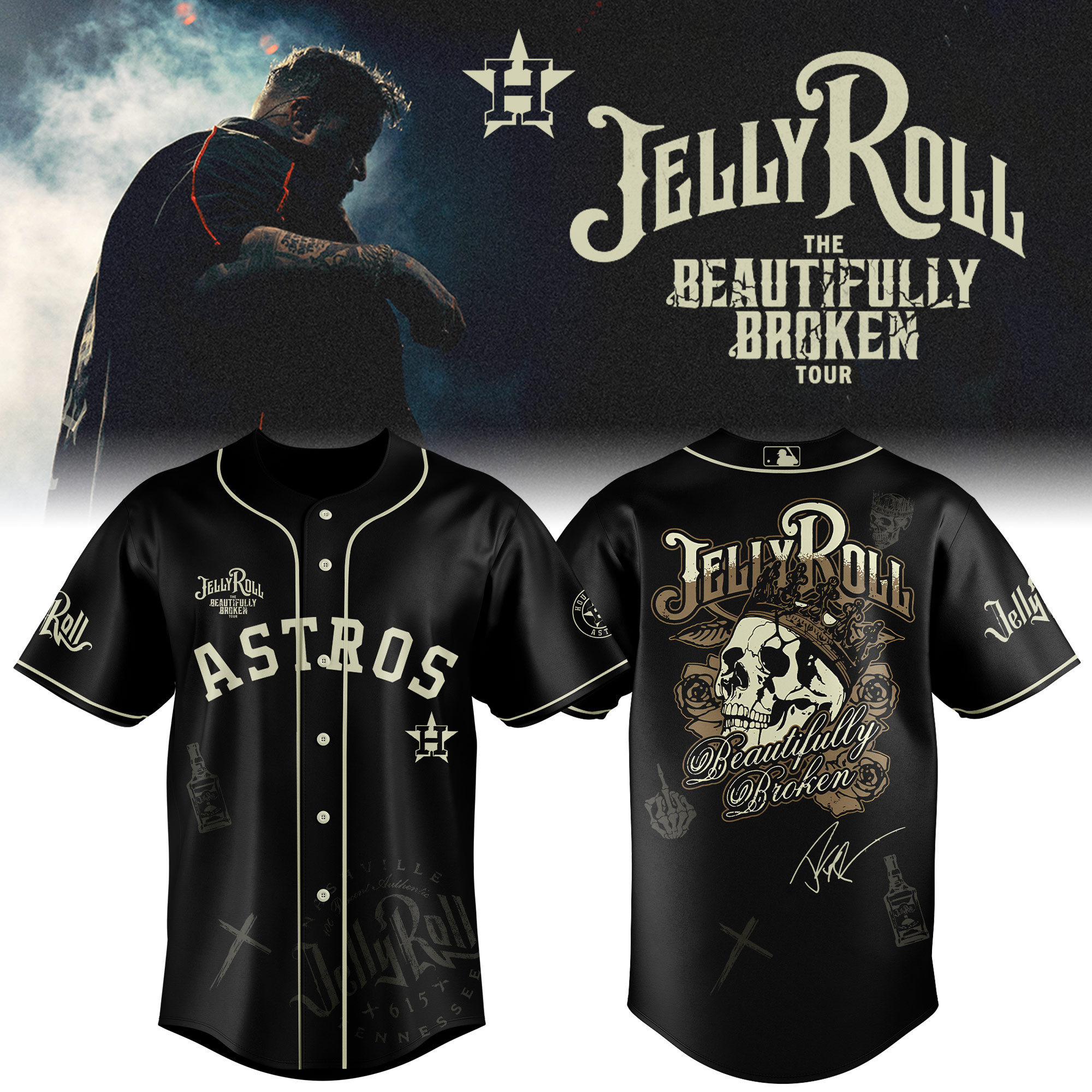 Houston Astros X Jelly Roll Baseball Jersey 2025 Gift For Baseball Fans