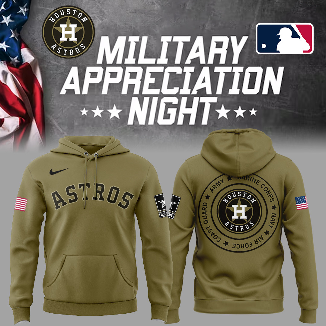 Houston Astros X Military Hoodie Gift For Dad Who's Always Watching The Game
