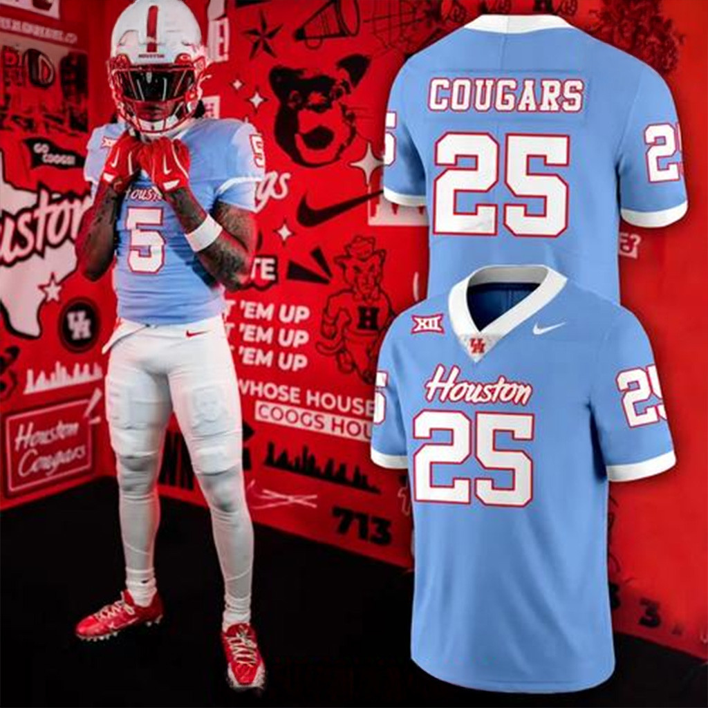 Houston Cougars 2025 Official Blue Edition Football Jersey Houston Cougars Merch Dad Gifts