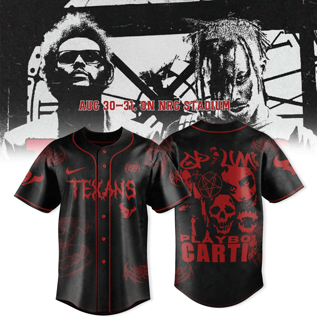 Houston Texans X Playboi Carti The Weeknd Tour 2025 Jersey Houston Texans Merch