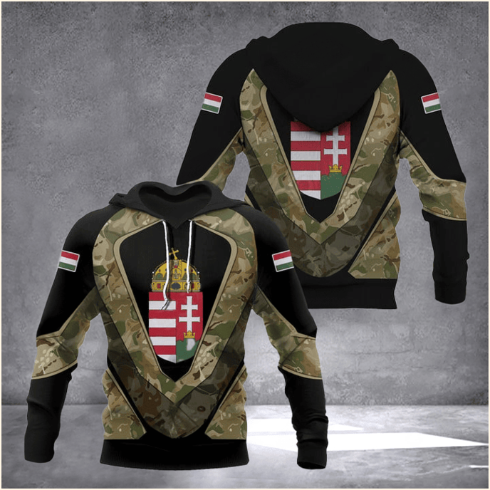 Hungary Coat Of Arms Camouflage Hoodie Hungarian Clothing Online Birthday Gifts For Hungarians