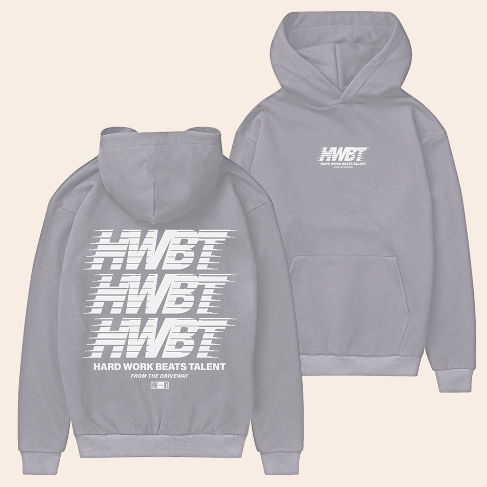HWBT Merchandise HWBT Hard Work Beats Talent Multi Logo Grey Hoodie Mat Armstrong Merch