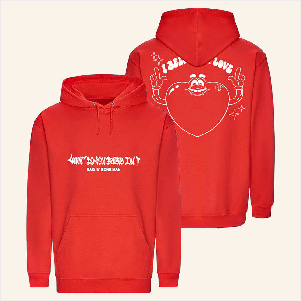 I Believe In Love Red Hoodie Ragnboneman Merch Gift Ideas For Friends Birthday Gifts For Friends
