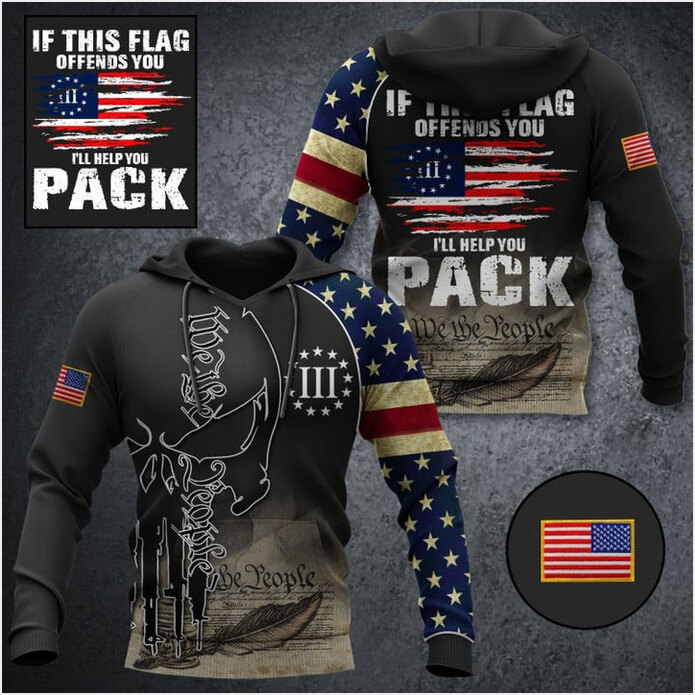 If This Flag Offends You I'll Help You Pack Hoodie Mens Patriotic Clothing Gifts For Papa