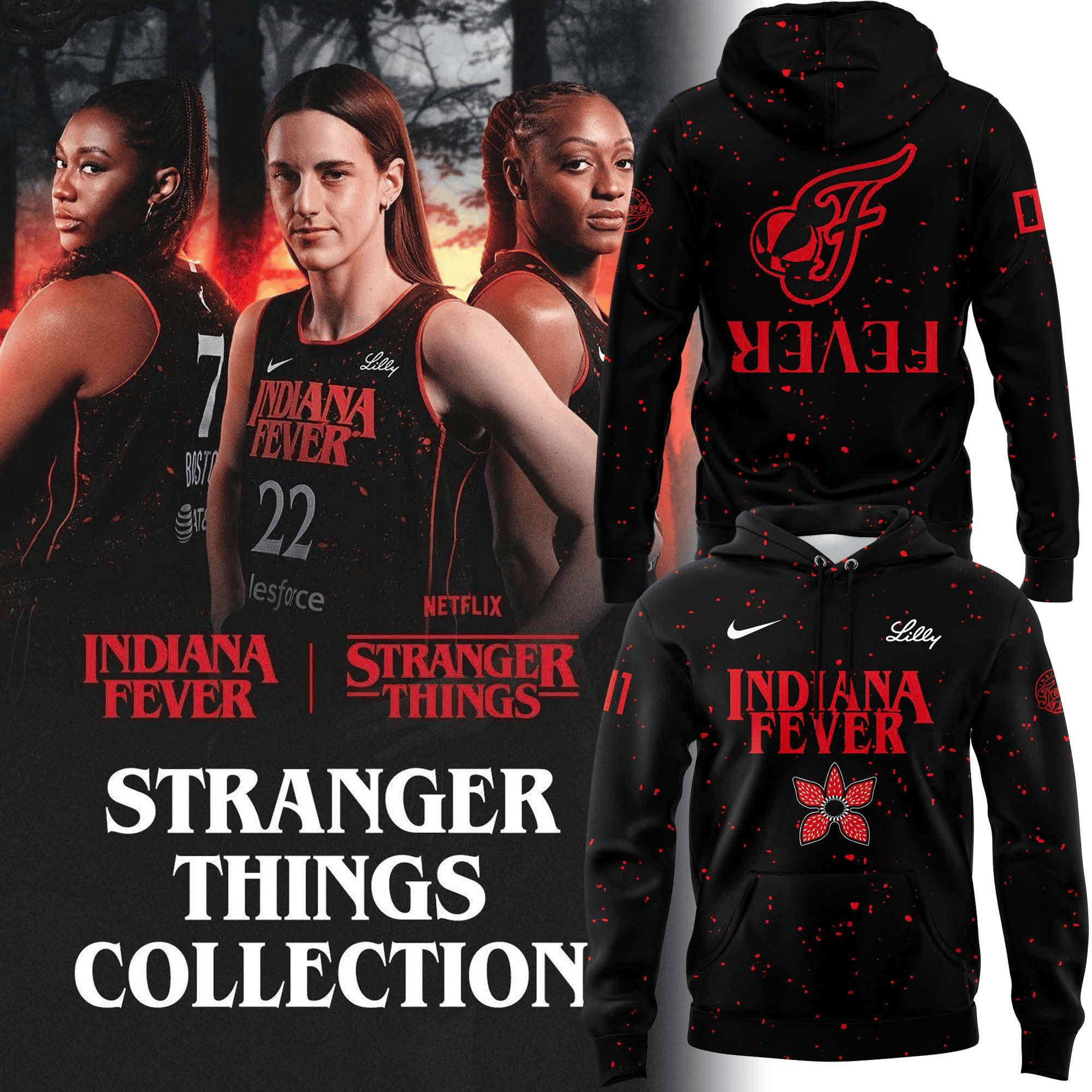 Indiana Fever Stranger Things Rebel Swingman Black Hoodie Best Gifts For Basketball Fans