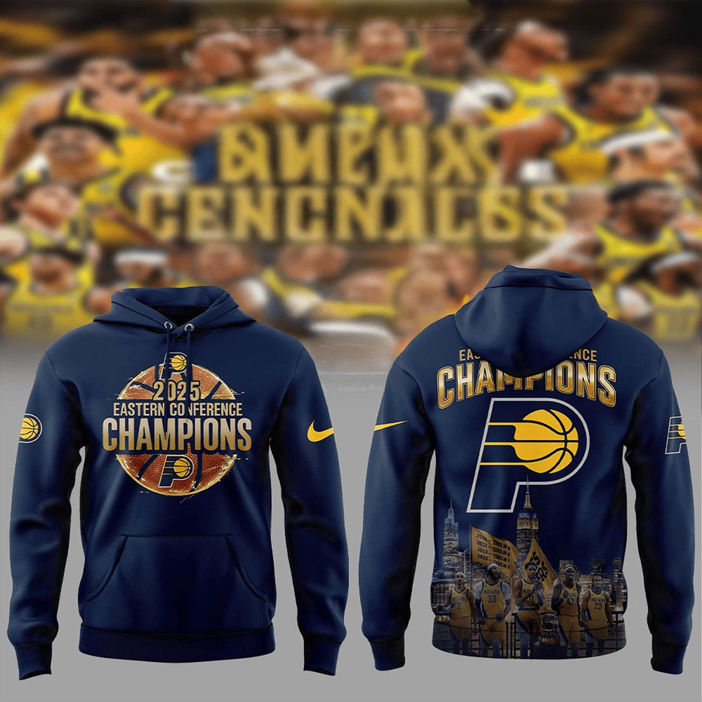 Indiana Pacers 2025 Eastern Conference Champions Blue Hoodie Indiana Pacers Merch Fans Gifts