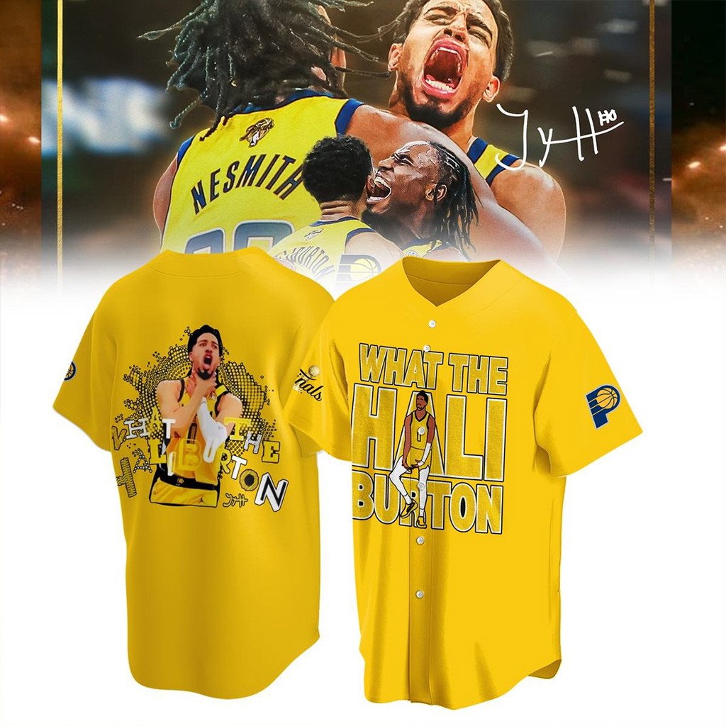 Indiana Pacers What The Hali Burton NBA Finals 2025 Baseball Jersey Indiana Pacers Merch