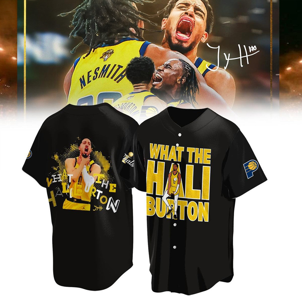 Indiana Pacers What The Hali Burton NBA Finals 2025 Baseball Jersey Pacers Merch Fans Gifts