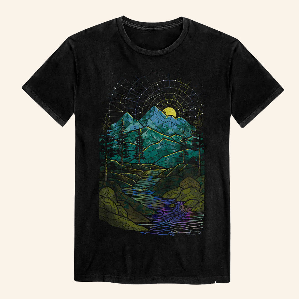Into The Am Merch Mountain Mosaic Vintage Wash T-Shirt Gifts For Dudes