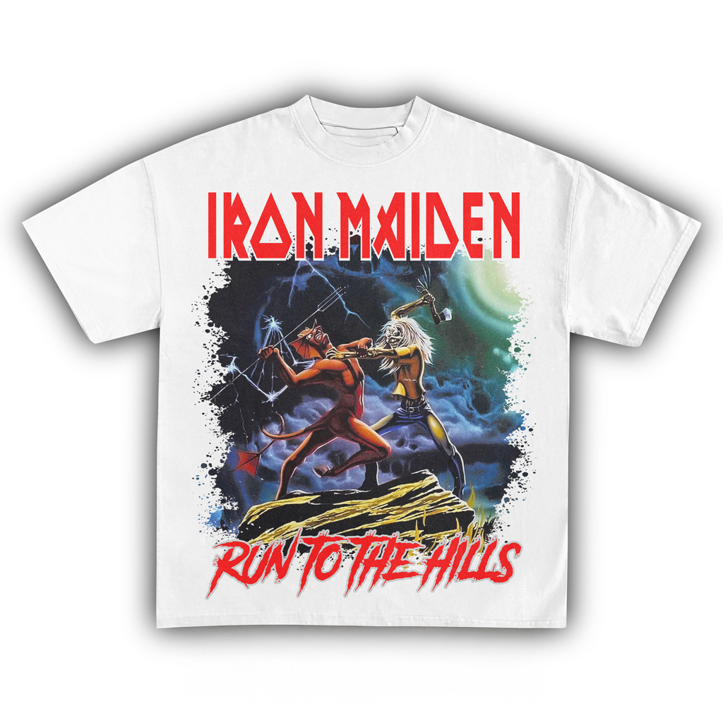 Iron Maiden Run To The Hills White T-Shirt Iron Maiden Merch Christmas Gifts For Husband