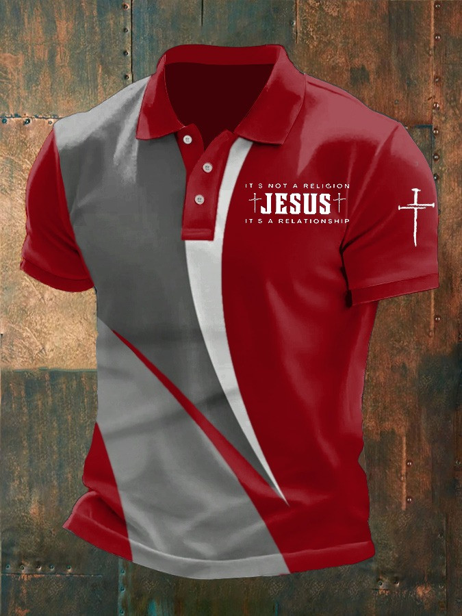It's Not A Religion Jesus It's A Relationship Polo Shirt Men's Faith Based Apparel Gifts