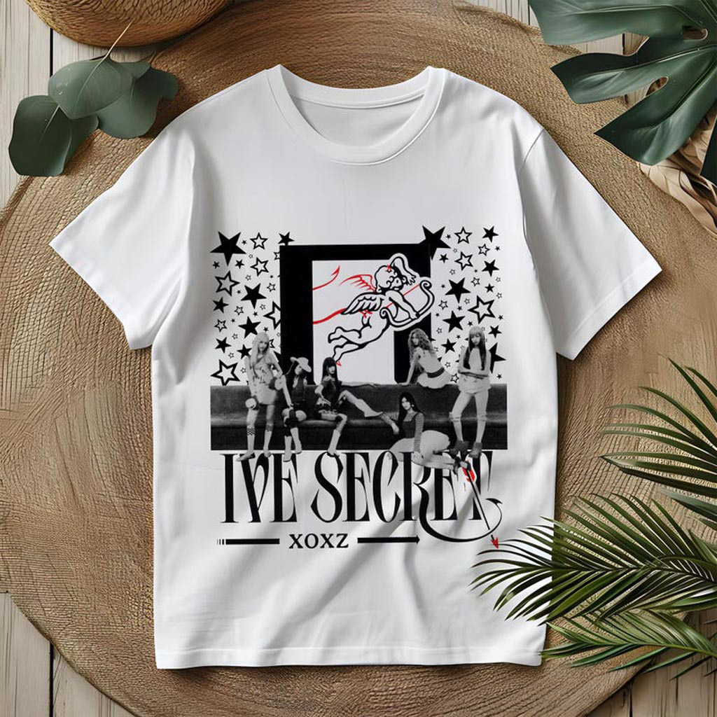 IVE Secret T-Shirt Kpop Girl Group Tee for Women Y2K Aesthetic Oversized Shirt Cute