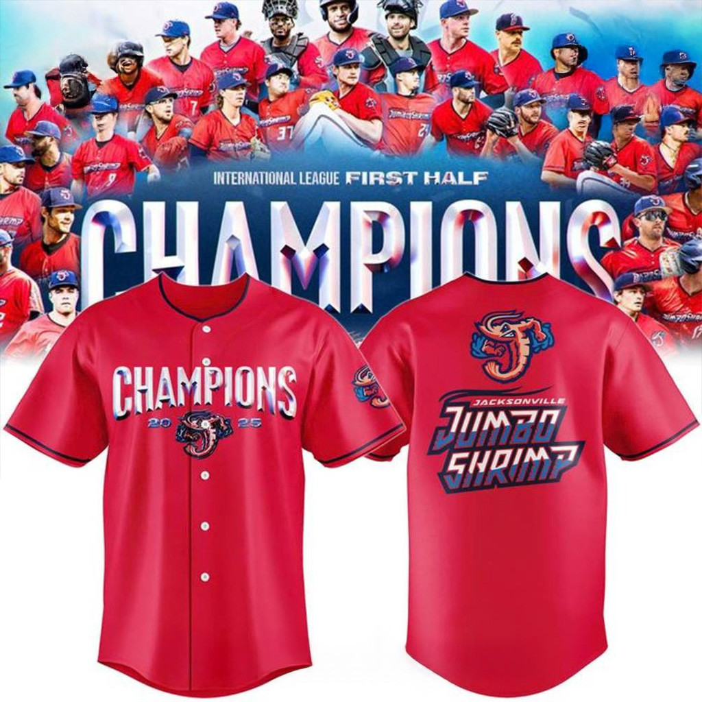 Jacksonville Jumbo Shrimp 2025 International League First Half Championship Baseball Jersey