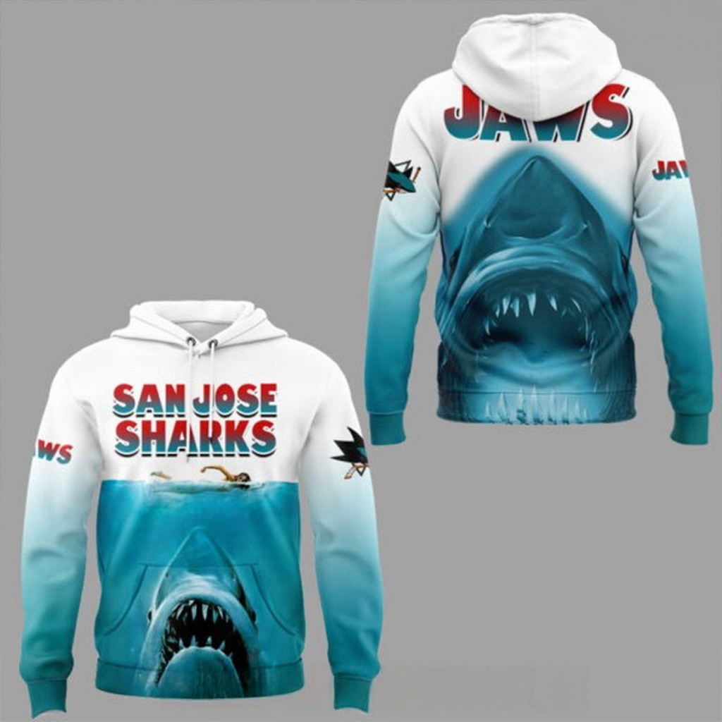 JAWS x San Jose Sharks Hoodie Gifts For Hockey Fan