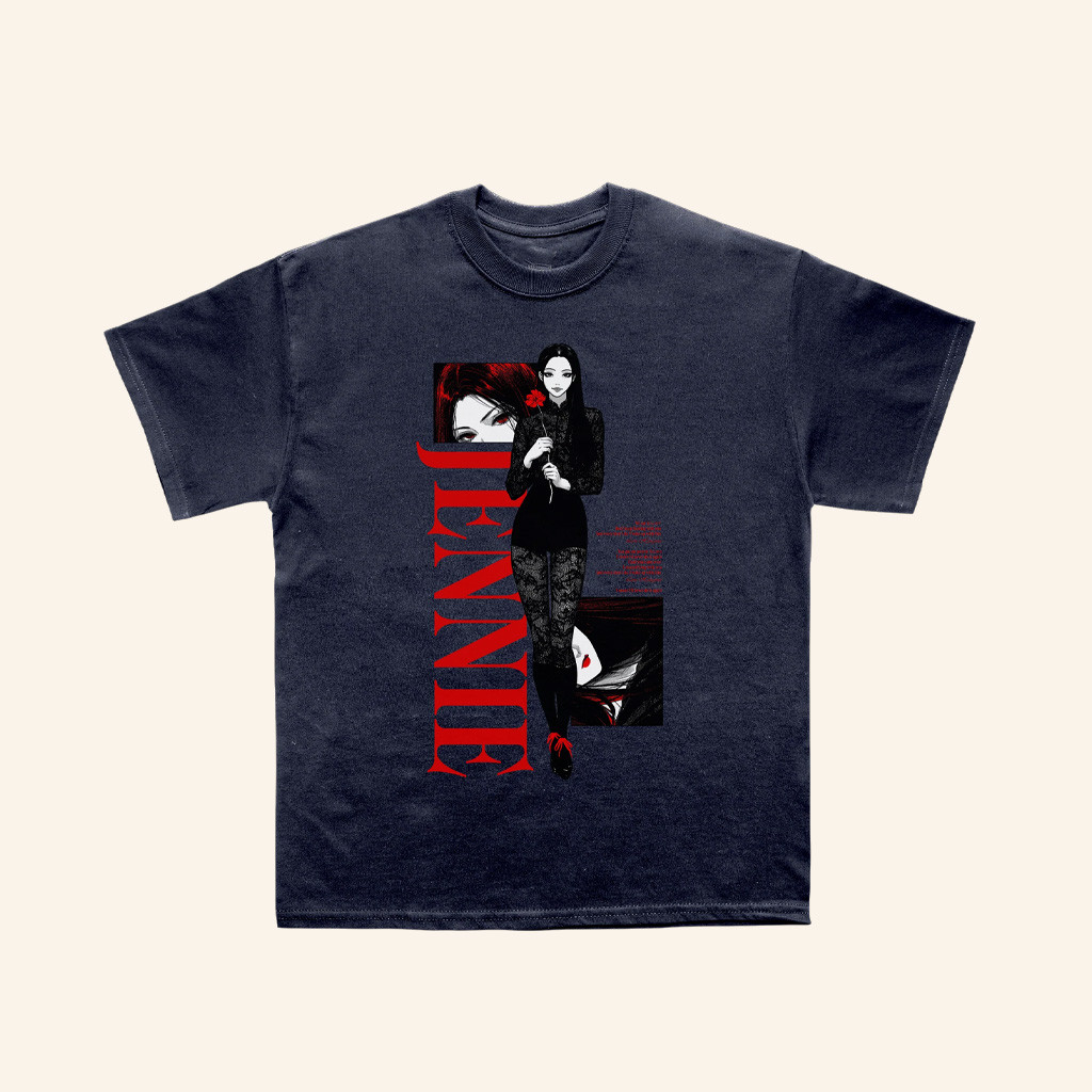 Jennie Merch Back To School Anime Washed Black T-Shirt Gift Ideas For Fans