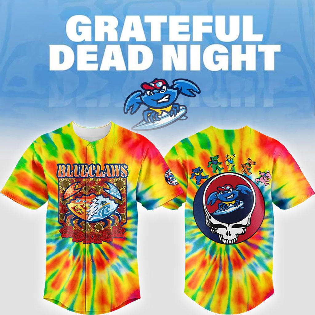 Jersey Shore Blueclaws X Grateful Dead Night Jersey Blueclaws Merch Presents For Him
