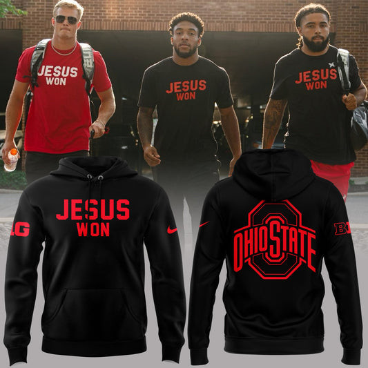 Jesus Won Ohio State Football Black Hoodie Unique Gifts For Football Lovers