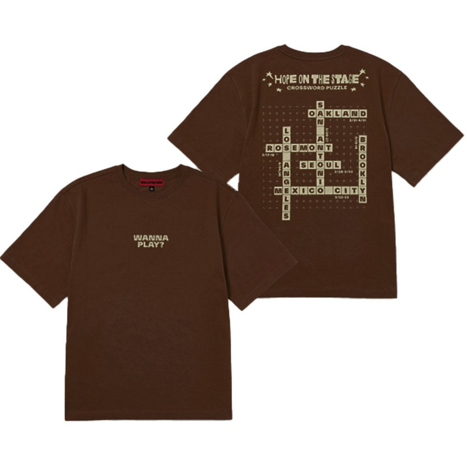 Jhope Merch Tour T-Shirt Crossword Puzzle Hope On The Stage Merch Gifts For Music Fan