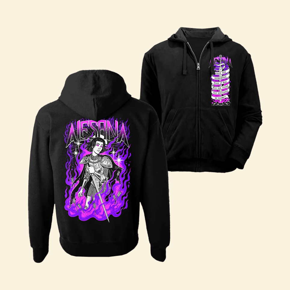 Joan Of Arc Zip Up Hoodie Alesana Merch Music Related Gifts For Guys Gifts For Best Friend