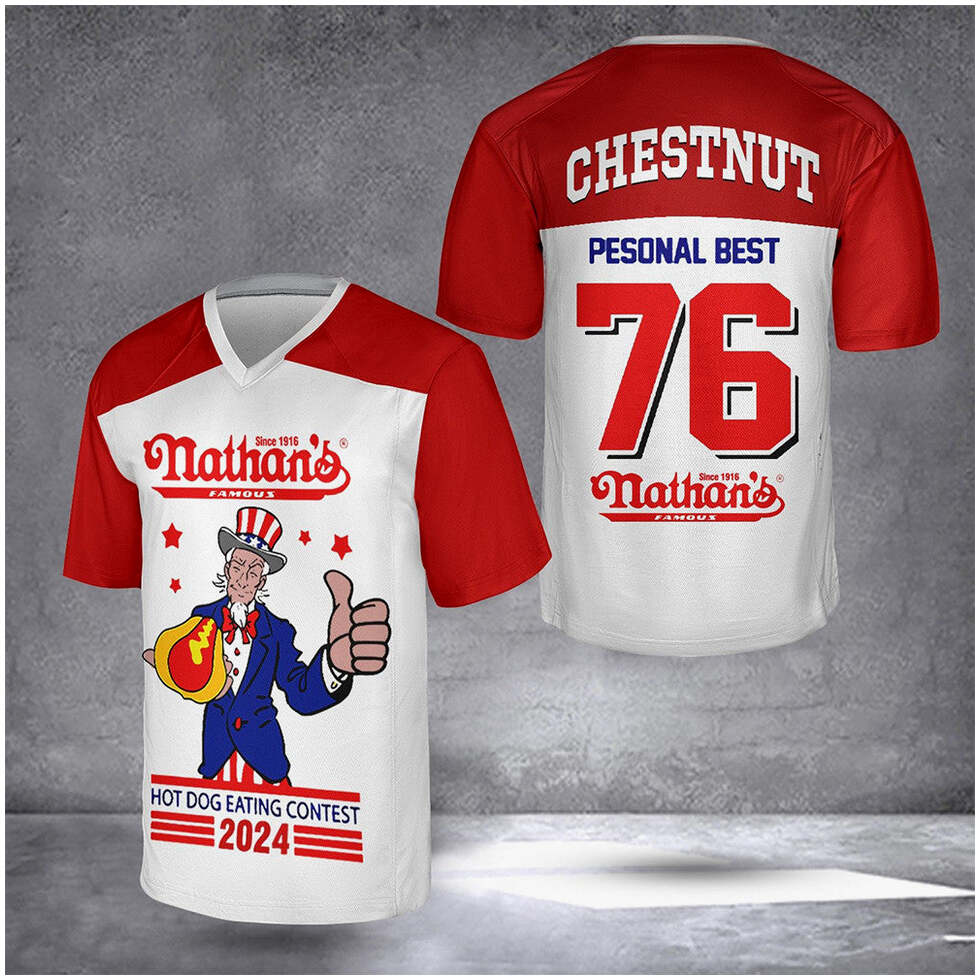 Joey Chestnut Jersey Personal Best 76 Hot Dog Eating Contest 2024 Eater Winner Jersey