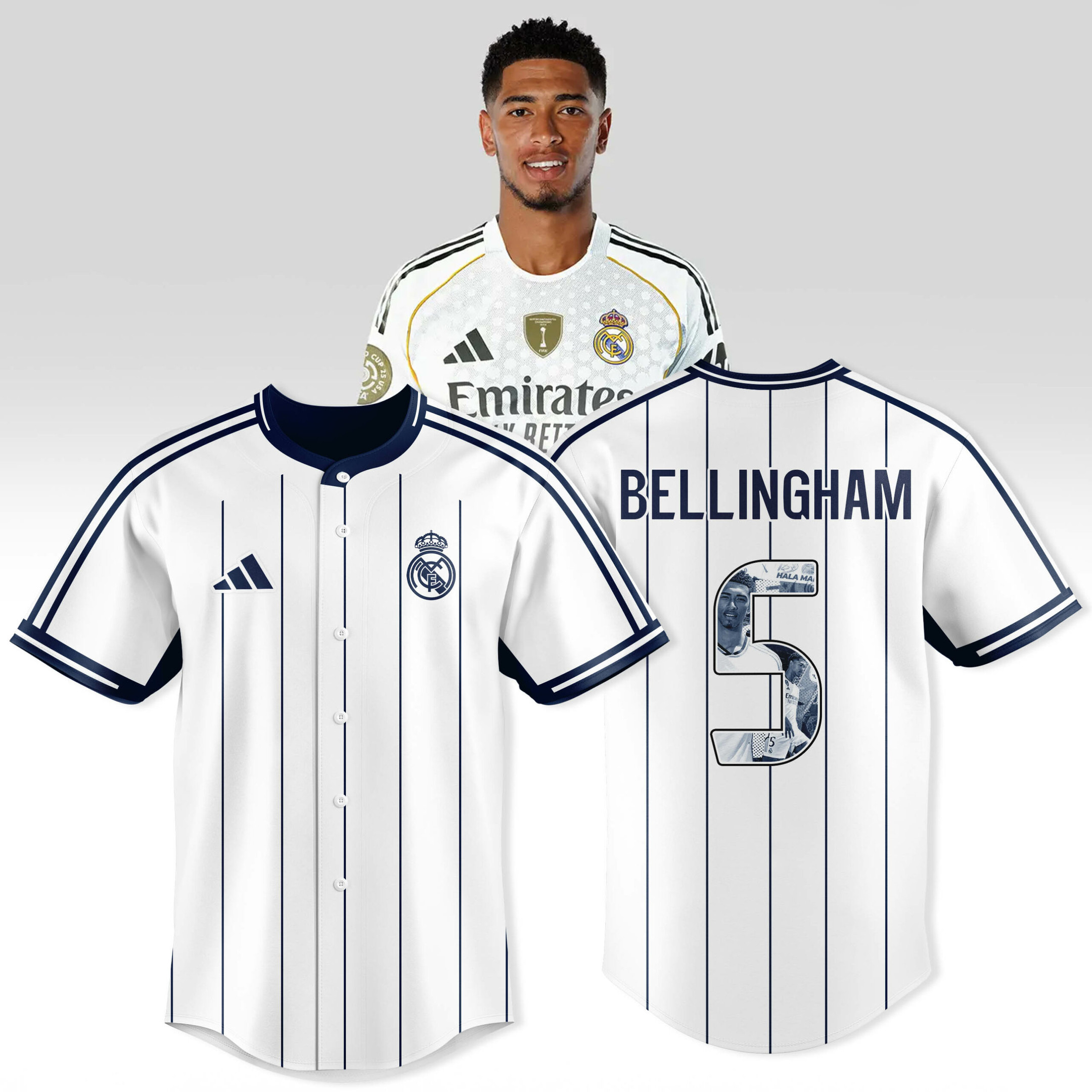 Jude Bellingham 05 Real Madrid Personalized Baseball Jersey For Fans