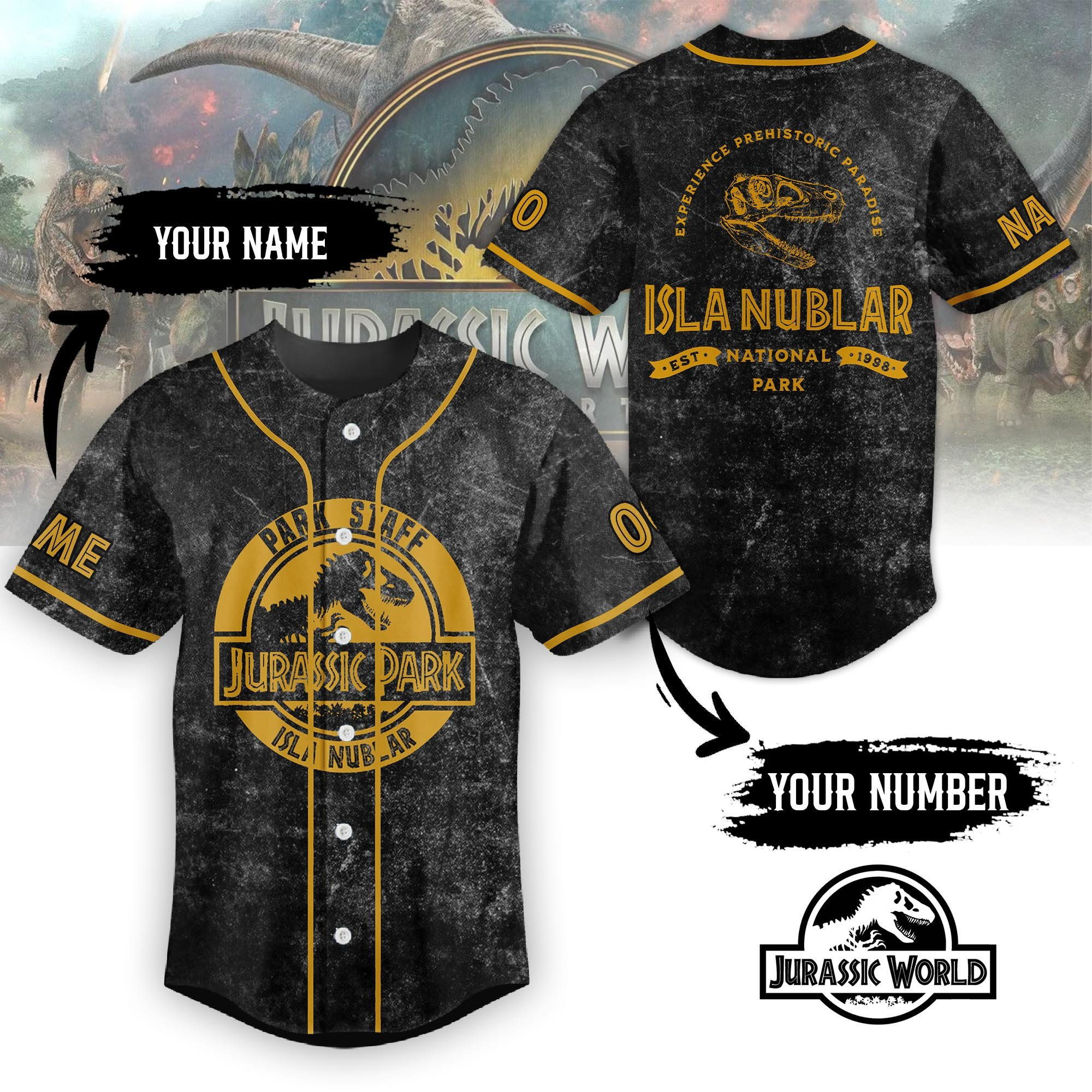 Jurassic World Rebirth Movie Personalized Baseball Jersey For Fans