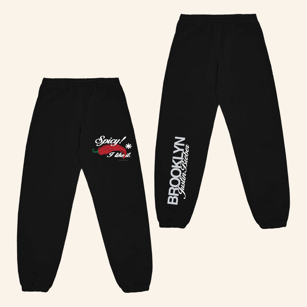 Justin Bieber Merch Spicy x Brooklyn Black Sweatpants Birthday Gift For Friends