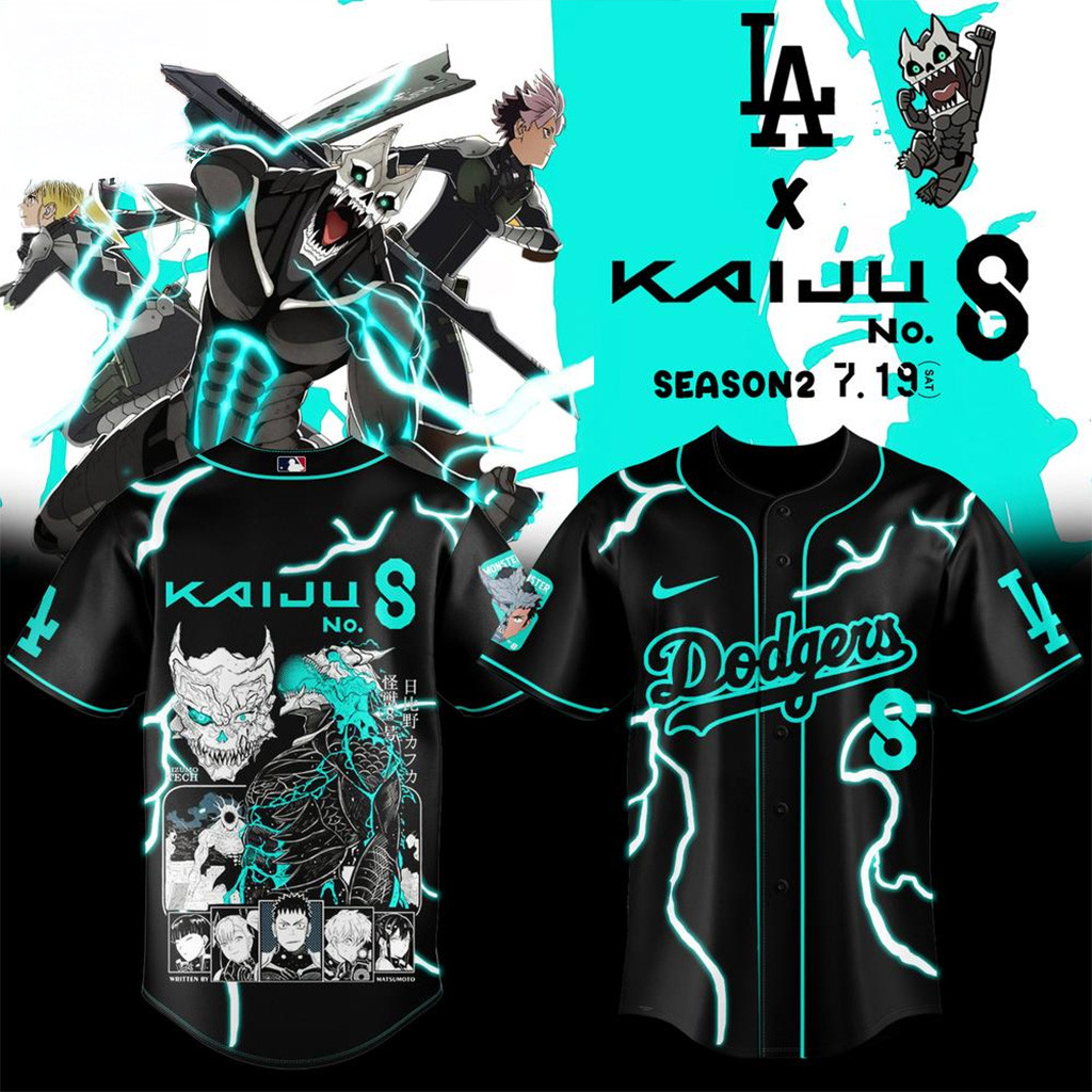 Kaiju No 8 x Los Angeles Dodgers Baseball Jersey LA Dodgers Merch Gifts For Baseball Fans