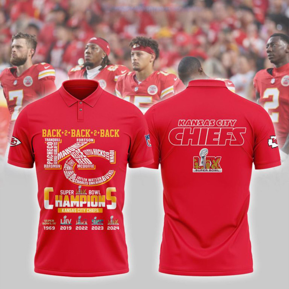 Kansas City Chiefs Back 2 Back 2 Back Super Bowl Champions Polo Shirt Gift For Fan
