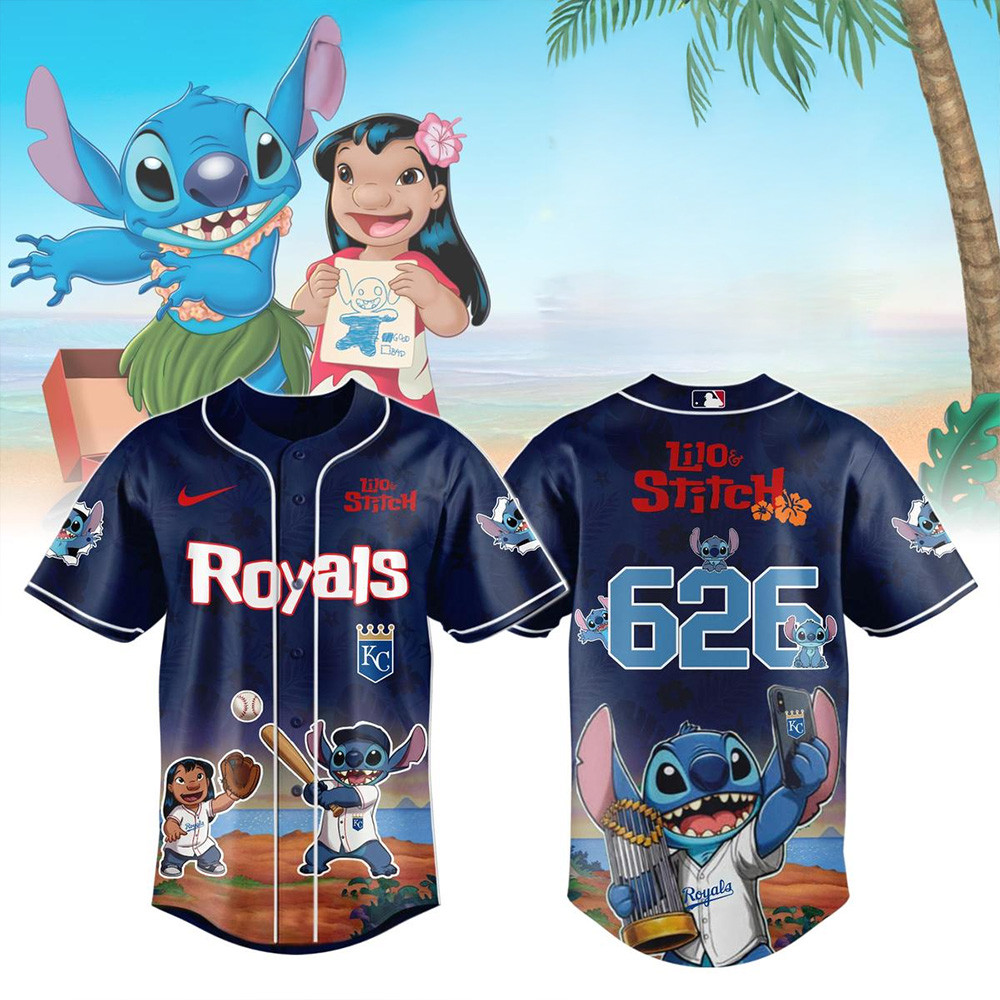 Kansas City Royals Lilo And Stitch 626 Baseball Jersey Kansas City Royals Merch Father Gifts