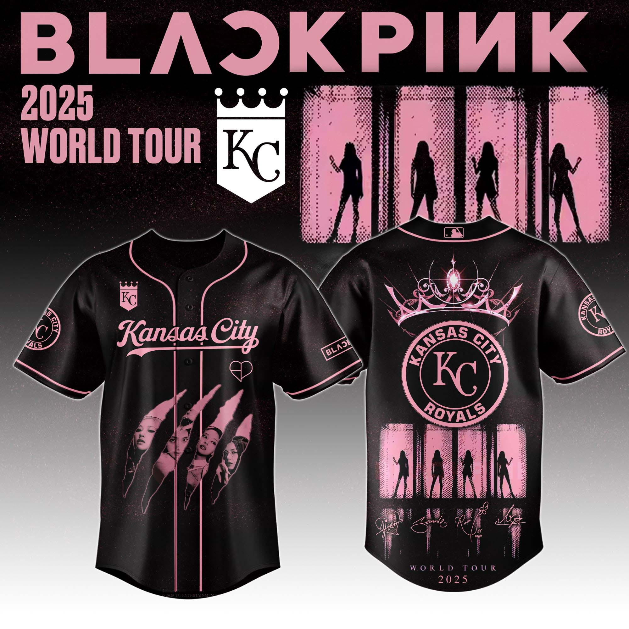 Kansas City Royals Mlb X Black Pink World Tour Baseball Jersey For Fans Royals Merch