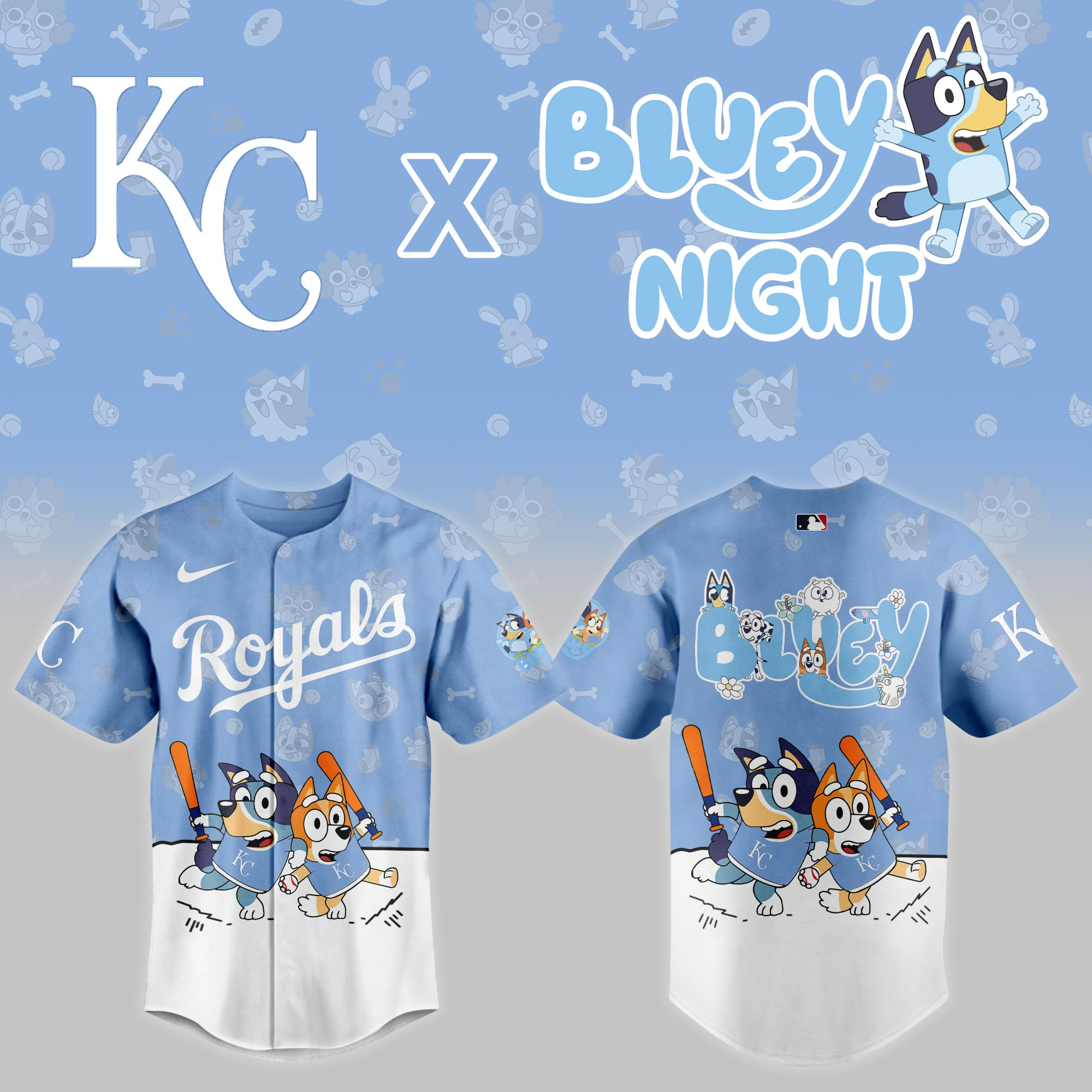 Kansas City Royals Mlb X Bluey Night Baseball Jersey For Fan