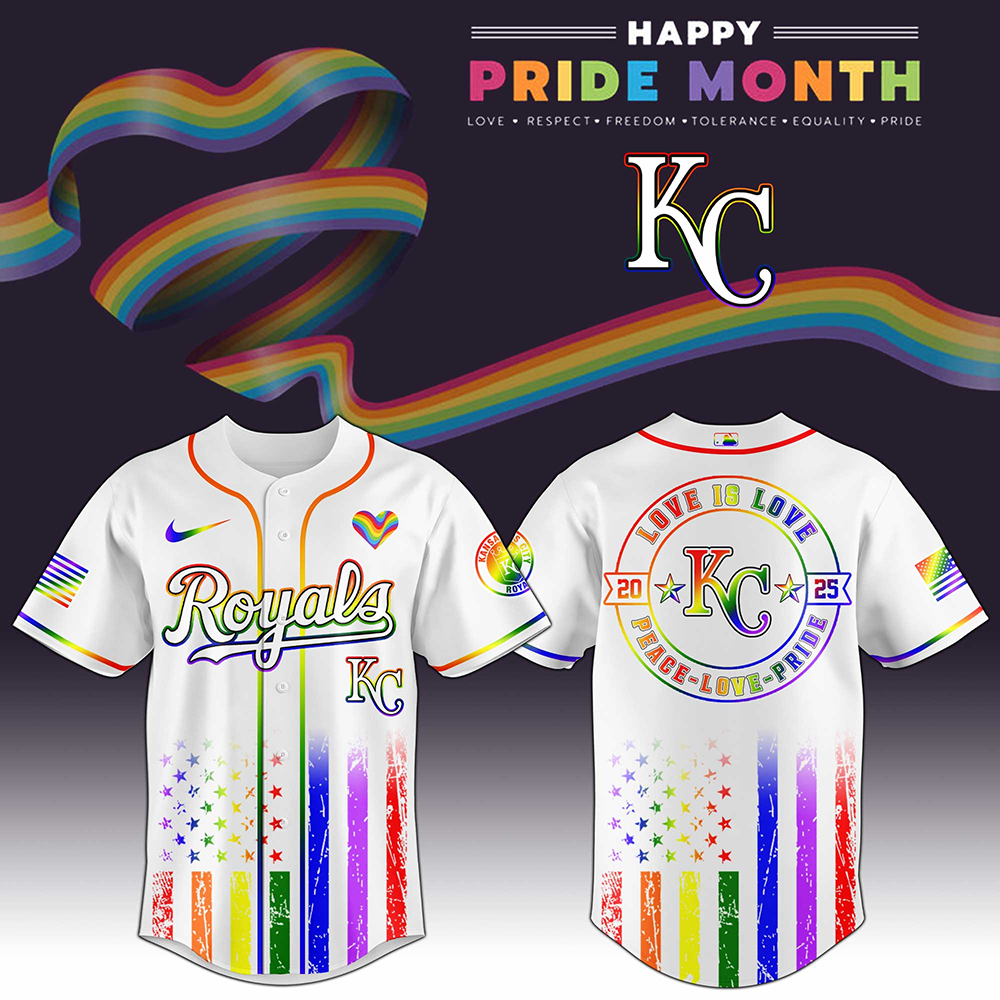 Kansas City Royals MLB x Happy Pride Month 2025 Baseball Jersey Kansas City Royals Merch