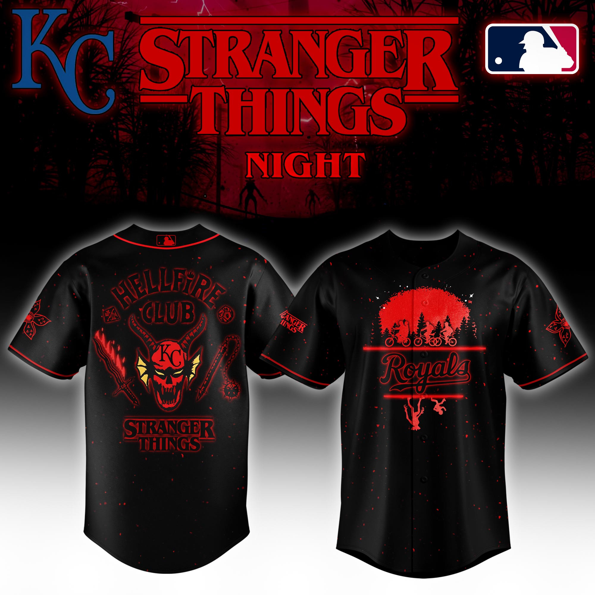 Kansas City Royals Mlb X Stranger Things Night Baseball Jersey For Fans