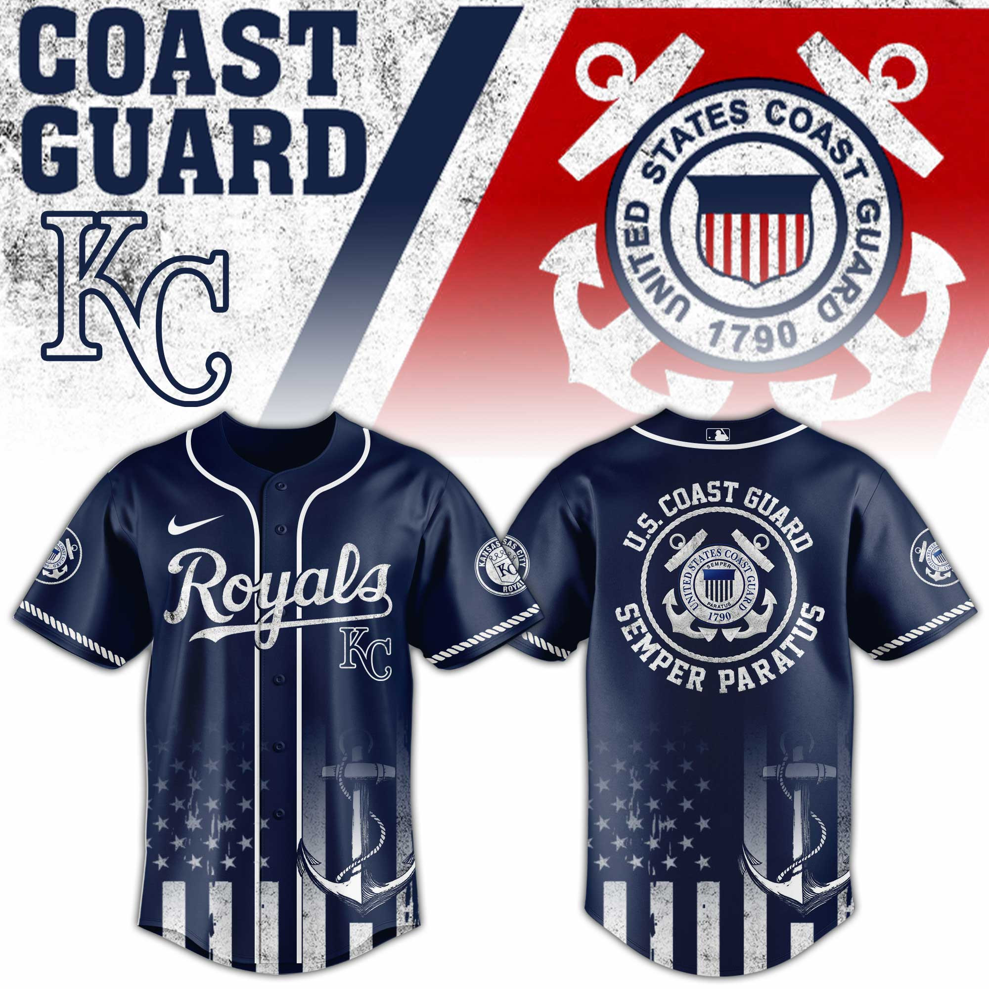 Kansas City Royals Mlb X Us Coast Guard Baseball Jersey For Fans
