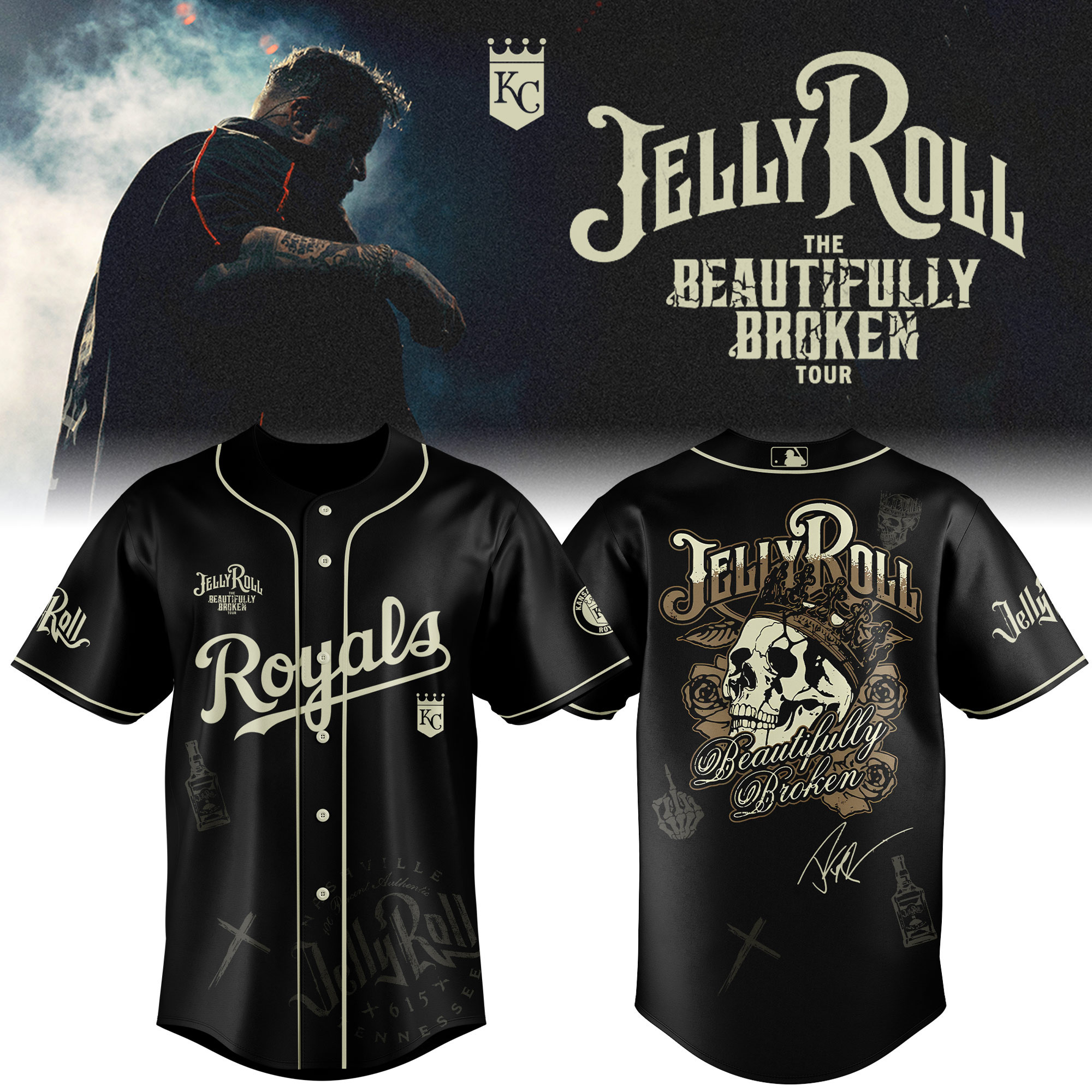 Kansas City Royals X Jelly Roll Baseball Jersey 2025 Gift For Baseball Fans
