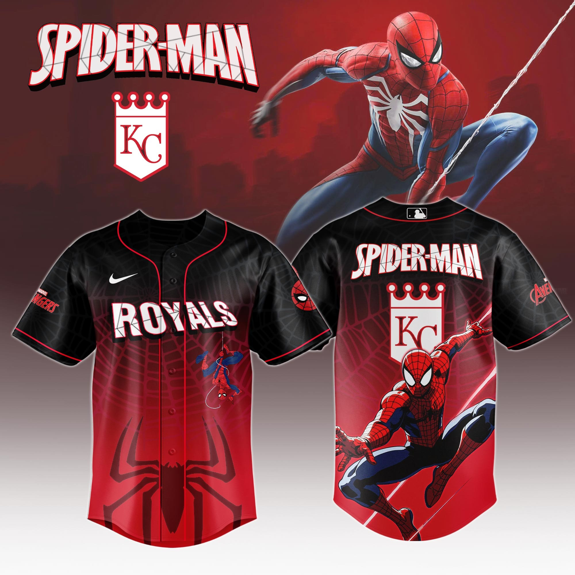 Kansas City Royals x Spider Man Game Night Special Edition Jersey Kansas City Royals Merch